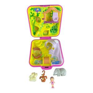 Vintage Polly Pocket Bluebird 1989 Wild Zoo World Playset Pink Case